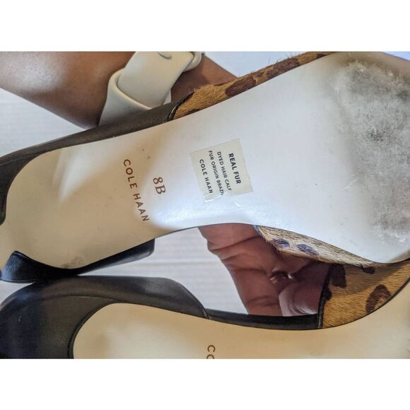 Cole Haan Black and Leopard Print Heels - Picture 7 of 10